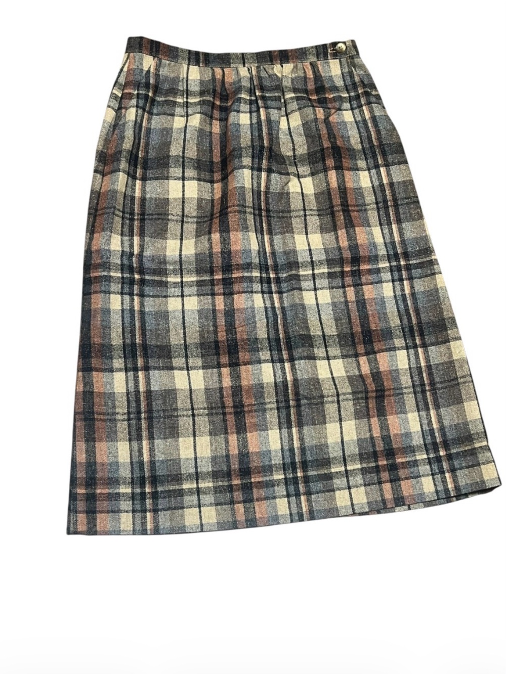 Vintage Wool Plaid Midi Skirt Small Women’s Fall Wardrobe